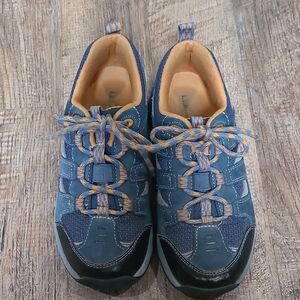 Kid's L.L. Bean Blue and Orange Sneakers